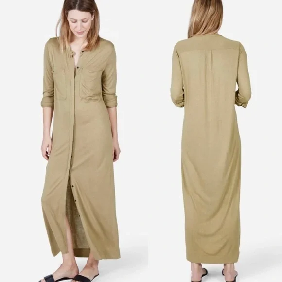 Everlane | Dresses | Everlane The Ryan Long Sleeve Button Down Utility Cargo  Maxi Shirt Dress Xs | Poshmark